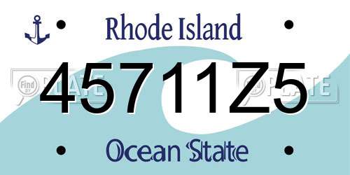 45711Z5 Rhode Island License Plate