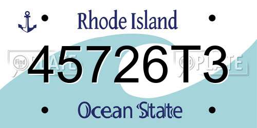 45726T3 Rhode Island License Plate