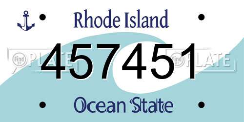 457451 Rhode Island License Plate