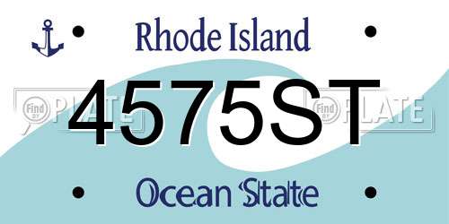4575ST Rhode Island License Plate