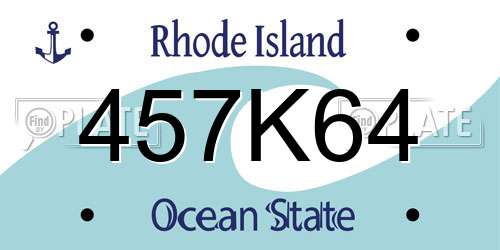 457K64 Rhode Island License Plate