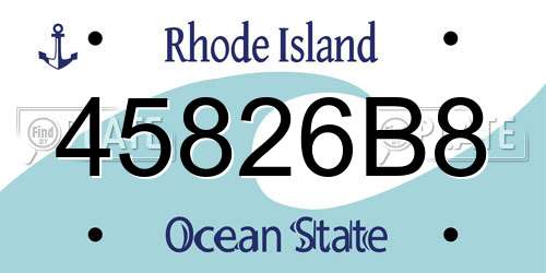 45826B8 Rhode Island License Plate