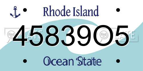 45839O5 Rhode Island License Plate