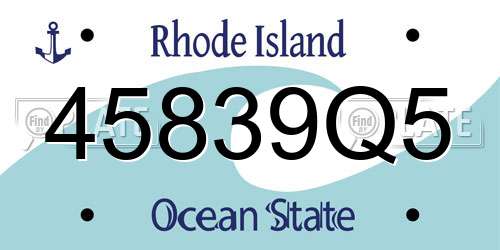45839Q5 Rhode Island License Plate