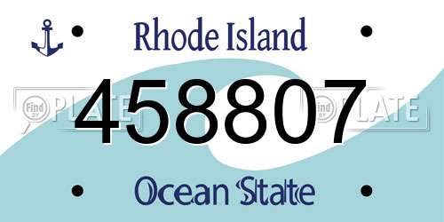 458807 Rhode Island License Plate