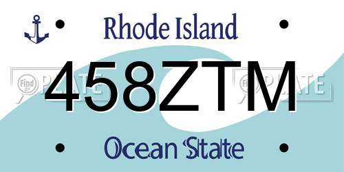 458ZTM Rhode Island License Plate