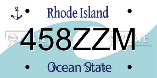 458ZZM Rhode Island License Plate