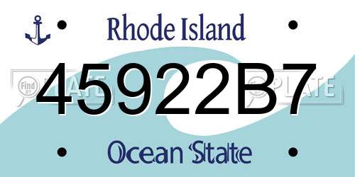 45922B7 Rhode Island License Plate