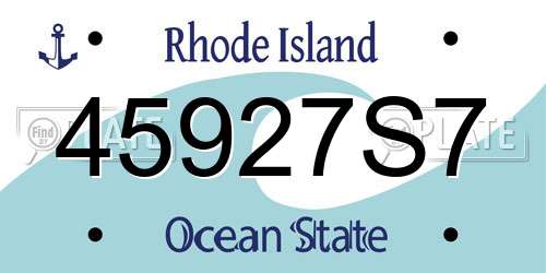45927S7 Rhode Island License Plate
