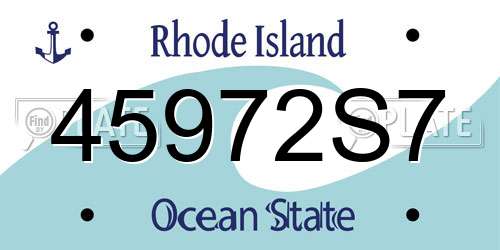 45972S7 Rhode Island License Plate
