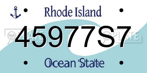 45977S7 Rhode Island License Plate