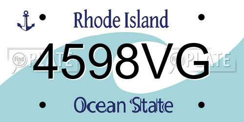 4598VG Rhode Island License Plate