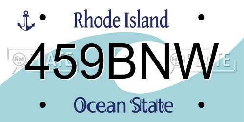 459BNW Rhode Island License Plate