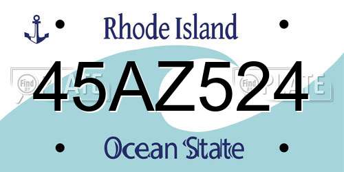45AZ524 Rhode Island License Plate