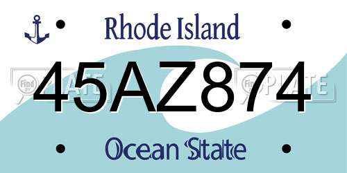 45AZ874 Rhode Island License Plate
