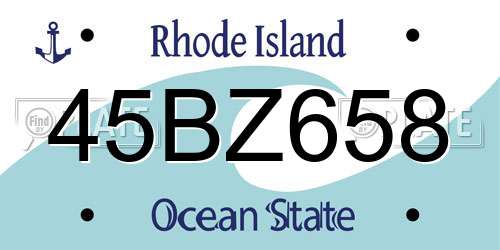 45BZ658 Rhode Island License Plate