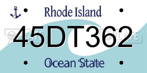 45DT362 Rhode Island License Plate