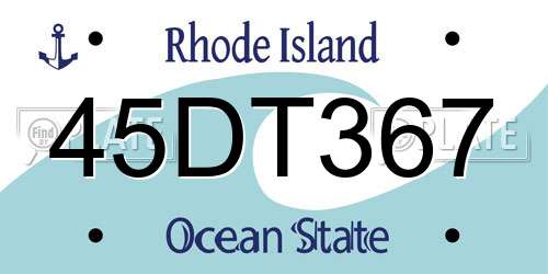 45DT367 Rhode Island License Plate
