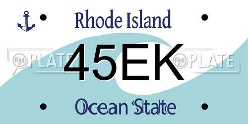 45EK Rhode Island License Plate