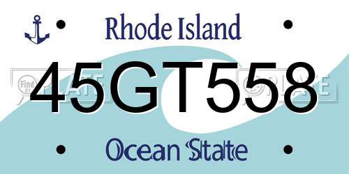 45GT558 Rhode Island License Plate