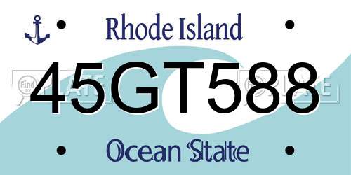 45GT588 Rhode Island License Plate