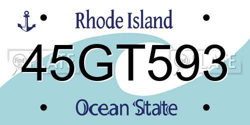 45GT593 Rhode Island License Plate