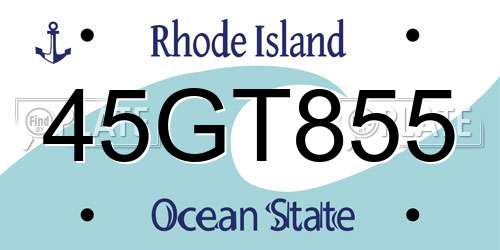 45GT855 Rhode Island License Plate