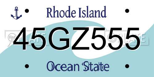 45GZ555 Rhode Island License Plate