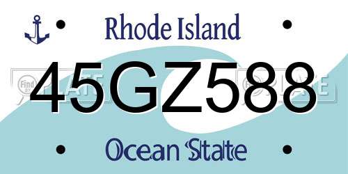 45GZ588 Rhode Island License Plate
