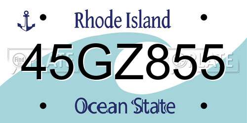 45GZ855 Rhode Island License Plate