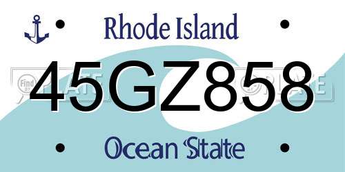 45GZ858 Rhode Island License Plate