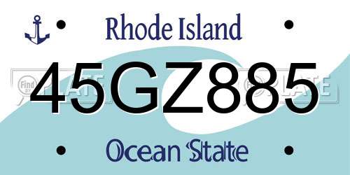 45GZ885 Rhode Island License Plate