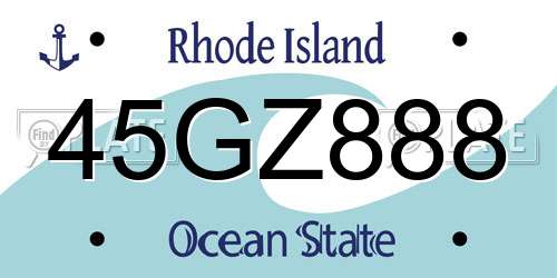 45GZ888 Rhode Island License Plate