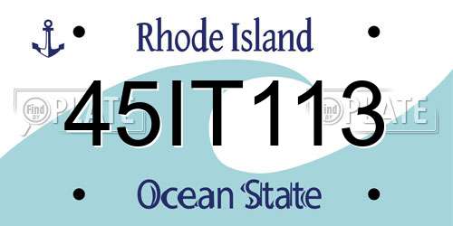 45IT113 Rhode Island License Plate
