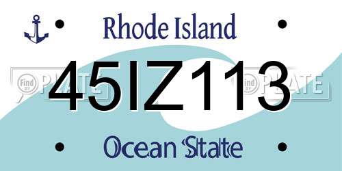 45IZ113 Rhode Island License Plate