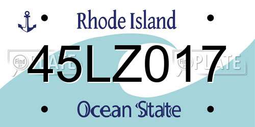 45LZ017 Rhode Island License Plate