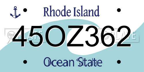 45OZ362 Rhode Island License Plate