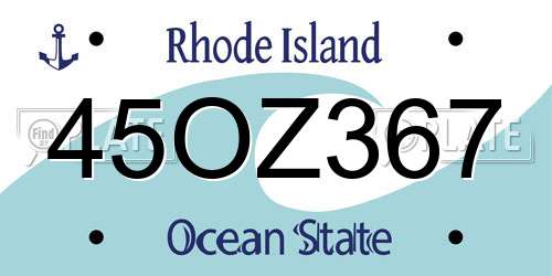 45OZ367 Rhode Island License Plate