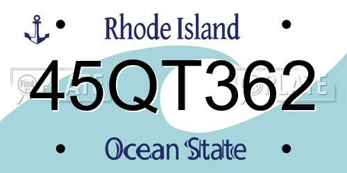 45QT362 Rhode Island License Plate
