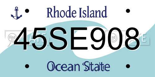 45SE908 Rhode Island License Plate