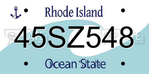 45SZ548 Rhode Island License Plate