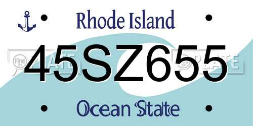 45SZ655 Rhode Island License Plate
