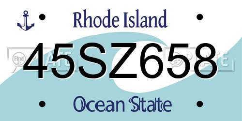 45SZ658 Rhode Island License Plate