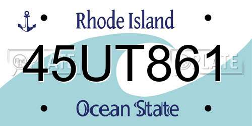 45UT861 Rhode Island License Plate