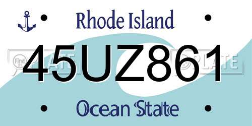 45UZ861 Rhode Island License Plate