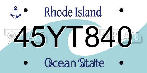 45YT840 Rhode Island License Plate