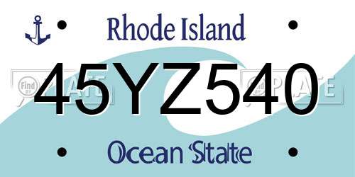 45YZ540 Rhode Island License Plate