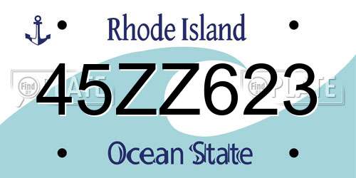 45ZZ623 Rhode Island License Plate