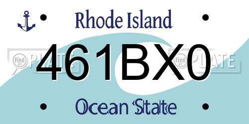 461BX0 Rhode Island License Plate