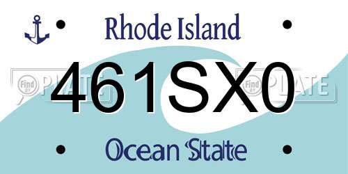 461SX0 Rhode Island License Plate